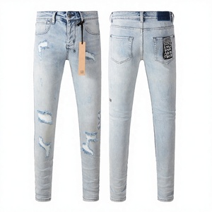 Accessoires de fitness Empire – Jean en denim écologique pour homme, coupe droite, taille mi-haute, délavage moyen, style hip-hop, qualité supérieure - Product Image 2