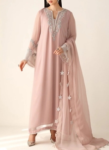 Ensemble Anarkali en soie marron brodé avec palazzo et dupatta pour femmes, shalwar kameez - Product Image 3