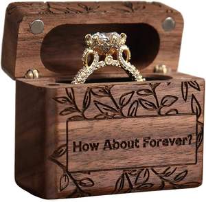 Walnut Wood <b>Ring</b> <b>Box</b> Customizable Wedding Ceremony Engagement <b>Ring</b> <b>Bearer</b> Holder Gift <b>for</b> Anniversaries & Birthday - Product Image 3