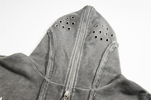 Sudadera con capucha de estilo hip-hop urbano, con letras personalizadas, cierre completo, diseño exclusivo, holgada, para hombre y mujer - Product Image 5