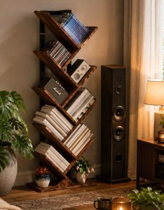 Modern <b>Wooden</b> Ladder Shelf 5-Tier Freestanding Backless <b>Bookcase</b> For Living Room Home Office Furniture Rustic Design - Product Image 4