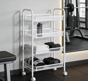 OEM/ODM Vietnam 4-tier metal <b>rolling</b> storage cart, space-saving <b>rack</b> for organizing household items in kitchen & bathroom - Product Image 4