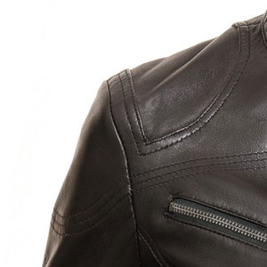 Wholesale Women Real <b>Leather</b> Moto <b>Jacket</b> Custom Biker Motorcycle Manufacturer Stand Collar Zipper Closure Full Sleeve Solid Colo - Product Image 3