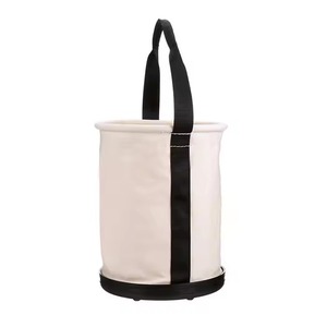 Heavy Duty Canvas Tool Bucket 14 Inner Pockets Tapered Wall Plastic Bottom High Load Universal Tool Bag Trendy for Construction - Product Image 1
