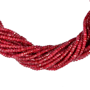 Cuentas Rondelle facetadas de rubí de 4mm, piedras preciosas sueltas de corindón Natural para la fabricación de joyas - Product Image 1