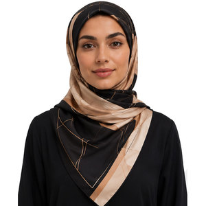 Lightweight Elegant <b>Women's</b> Square Silk <b>Head</b> <b>Scarves</b> for All Seasons with Breathable Fabric and Color Blocking Patterns - Product Image 1