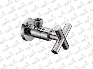 Robinet d'angle chromé avec poignée à point bleu, filetage femelle 1/2 pouce pour alimentation en eau, raccords sanitaires et plomberie - Product Image 2