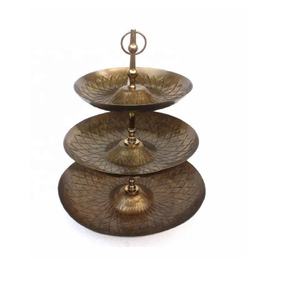 Cast Aluminium Pineapple on Top 2 Tier Round <b>Cake</b> Stand With Nickel & Gold Aluminium Fruit Stand Stands <b>Cake</b> Tools From India - Product Image 6
