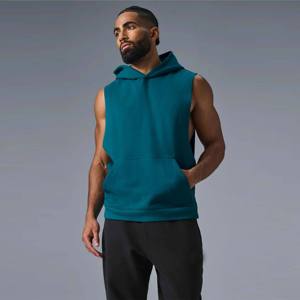 <b>Sleeveless</b> Cotton/Polyester Digital Printing Plain Logo Custom Gym Zipper Waterproof Windproof Men's Summer <b>Hoodie</b> Soft - Product Image 1