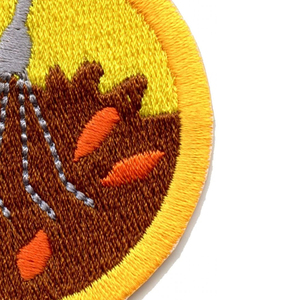 Patch brodé circulaire avec motif de râteau de jardin et de carottes, applique thermocollante en feutre non tissé, décoration cadeau - Product Image 2
