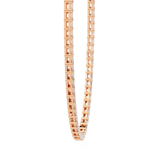 Collar unisex con cadena de tenis de eslabones con diamantes de laboratorio de corte esmeralda y engaste de circonitas en toda la longitud, en oro rosa de 10K, 14K, 18K - Product Image 2