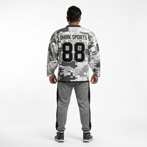 Maillot de hockey sur glace camouflage neige personnalisé avec maille respirante, col en V surdimensionné, sublimation du nom du joueur - Tenue d'équipe, fabrication OEM - Product Image 2
