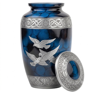 Urna Funeraria de Aluminio con Diseño de Pájaros Plateados, Estilo Europeo, Personalizable con Grabado, para Cenizas Humanas, en Color Mármol Marrón - Product Image 6