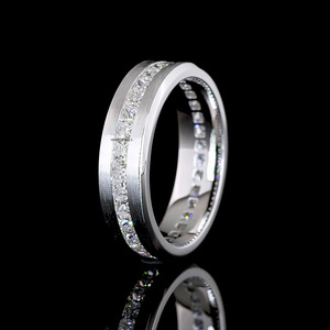 Anillo de Boda para Hombre con Diamante Cultivado en Laboratorio, Corte Princesa, Chapado en Rodio, Bonito Regalo de Compromiso en Oro de 10K/14K/18K y Plata 925/935 - Product Image 4