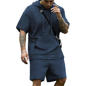 Men’s Cotton Hoodie Shorts <b>Set</b> Lightweight Breathable Summer Outfit Casual Streetwear Gym Fitness Daily Wear Clothing - Product Image 1