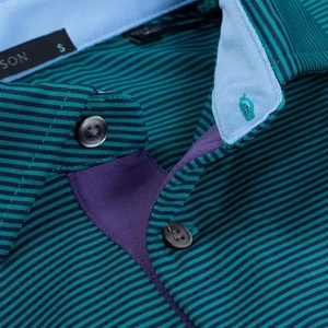 Polo à manches courtes rayé bleu pour homme avec logo loup, style décontracté, coupe classique, coton tissé respirant - Product Image 5