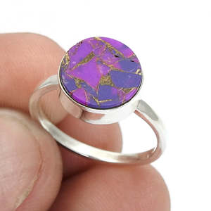 Trendy Fashion <b>Finger</b> <b>Ring</b> Oxidized With Bezel Set Round Cut Purple Copper Turquoise Gemstone 925 Sterling Silver Bohemian <b>Ring</b> - Product Image 3