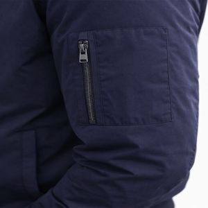 เสื้อแจ็คเก็ตบอมเบอร์สีกรมท่าสำหรับผู้ชายแบบคลาสสิกพร้อมซิปเต็มตัวน้ำหนักเบาสบายๆกันลมเสื้อแจ็คเก็ตสตรีทแวร์สำหรับผู้ชาย - Product Image 4