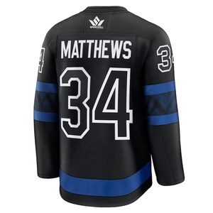 Maillot de hockey noir pour homme SPARKWELL, manches longues, maille sublimée respirante, vêtements de sport pour adultes - Product Image 1