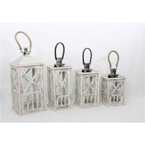 Farol de Madera Rústico al por Mayor, Portavelas Decorativo, Farol de Vidrio Estilo Vintage para Centro de Mesa de Boda, Decoración del Hogar - Product Image 5