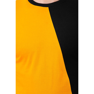 Camiseta de Manga Corta para Hombre, Cuello Redondo, Diseño Casual Tejido, Bloques de Color, Patrón de Rayas Amarillas y Negras - Product Image 3