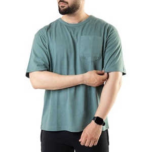 High Quality <b>Men's</b> T-<b>Shirt</b> Comfortable 100% Cotton Crew Neck Multi-Color Custom Logo Short Sleeve <b>with</b> Front <b>Pocket</b> Wholesale - Product Image 4