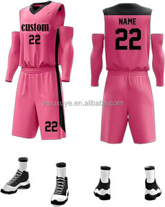 Ensemble d'uniformes de sport de basketball personnalisés de haute qualité, respirants, 100% polyester, couleurs rose, orange, vert, violet - Product Image 4