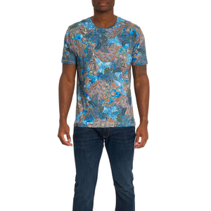 T-shirt à manches courtes pour homme, col rond, motif floral, coupe classique, style décontracté, impression numérique, tissu tricoté 100% coton - Product Image 6