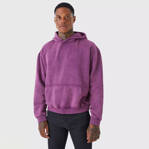 Sweat-shirt thermique surdimensionné en coton français 100% avec logo personnalisé, de haute qualité, effet vintage, imprimé tendance pour hommes - Product Image 2