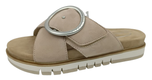Sandalias Deslizantes de Cuero Beige con Amortiguación de Aire, Punta Abierta, Antideslizantes, Zapatos de Verano con Suela de Goma, Estilo Slip-On - Product Image 5