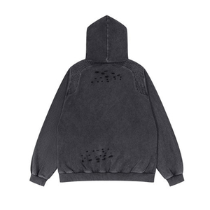 Men's OEM Custom Logo Distressed Embroidery Patched 100% Cotton Fleece Winter Oversized Pullover <b>hoodies</b> with Screen Printing - Product Image 1