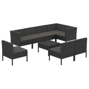Conjunto de Muebles de Jardín de Ratán PE Negro con Acero con Recubrimiento en Polvo y Poliéster, Muebles de Exterior Duraderos - Product Image 2