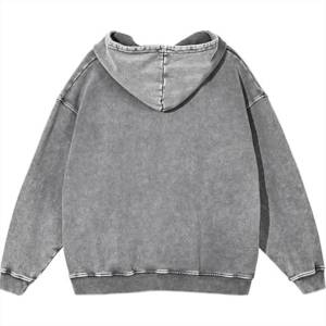Sudaderas personalizables con marca propia para hombre, de manga larga, con efecto lavado ácido y servicio OEM. - Product Image 4
