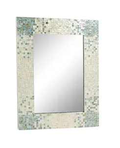 Eco Friendly <b>Rectangular</b> Mother Of Pearl <b>Mirror</b> Mosaic Shell Decorative <b>Wall</b> <b>Mirror</b> With Stunning Gradient Square Tiles - Product Image 1
