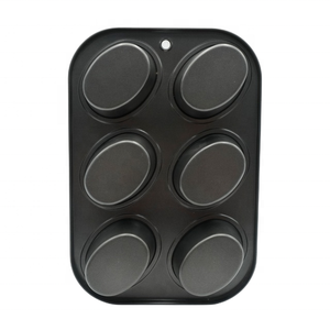 Mini moule à muffins antiadhésif en acier au carbone de 6 tasses forme ovale profonde avec une excellente performance de libération outil de cuisson à domicile - Product Image 6
