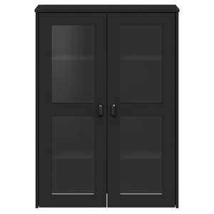 Plateau pour buffet en bois d'ingénierie noir, plastique et verre trempé, pour vitrines et armoires à vaisselle - Product Image 6