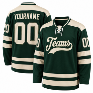 Maillot de hockey sur glace personnalisé vert et blanc, uniforme d'équipe à manches longues, respirant, séchage rapide, maillot de match, fabricant OEM - Product Image 5