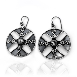 Pendientes Colgantes en Espiral de Plata de Ley 925 con Diseño Calado, Estilo Bohemio/Tribal/Etnico/Contemporáneo, Regalo para Mujer y Fiesta - Product Image 1