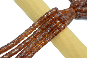 Cuentas de piedra de 6-7mm facetadas de granate de hessonita en forma de neumático Cuentas de corte de rueda - Product Image 4