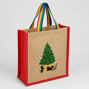 Custom <b>Christmas</b> Jute Gift Tote Bag 30x36x15cm Laminated Holiday Shopping Bag Wholesale Custom Logo OEM ODM Private Label Export - Product Image 5