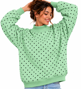 Sudadera Ecológica Transpirable de Cuello Redondo Verde Menta para Mujer, Manga Larga, Informal, con Logotipo Frontal, Otoño/Invierno - Product Image 1