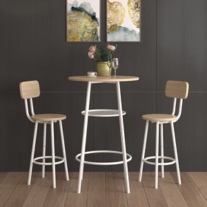 Tavolo da Bar con 2 Sgabelli con Schienale e Divisorio, Set Completo di Arredamento - Product Image 3
