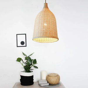 Lámpara Colgante de Ratán en Forma de Campana, Tejida a Mano, Cubierta de Lámpara Colgante Natural para Decoración de Comedor o Cafetería, OEM ODM - Product Image 6