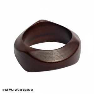 Brazalete de Madera Oscura Tallado a Mano, Diseño Geométrico, Escultural, Grande, Orgánico, para Mujer - Product Image 5