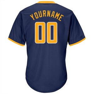 Camiseta de Béisbol Personalizada con Cuello en V, Azul Marino, Manga Corta, Absorbente de Humedad, Poliéster, Impresión del Nombre del Equipo y Logotipo Frontal - Product Image 3