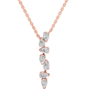 จี้เพชรทรงหยดน้ำแบบเรียงซ้อน 10K ทองคำขาว/ทองเหลือง/ทองชมพู สร้อยคอเพชรเม็ดเดี่ยวสำหรับงานหมั้น งานแต่งงาน สุดหรู - Product Image 1