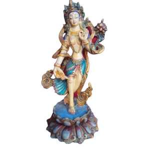 Estatua de Tara Verde de Pie, Resina Budista Hecha a Mano en Nepal, Decoración para el Hogar - Product Image 2