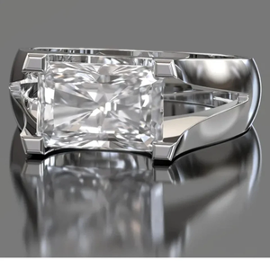 Anillo de Boda Vintage para Mujer con Diamante Cultivado en Laboratorio de Corte Radiante de 3.00 Quilates |   Oro Blanco de 14K |   Regalo de Aniversario de Compromiso IGI - Product Image 2