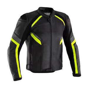 Blouson de moto en cuir orange pour homme, vêtement de course blindé, veste de moto avec protection CE, imperméable et coupe-vent - Product Image 1