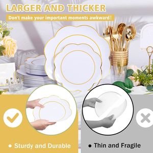 ชุดภาชนะพลาสติกสีขาวแบบใช้แล้วทิ้งสำหรับงานหนัก 180 ชิ้น รุ่น EI 30 ชุด รวมช้อนส้อมทองและเงิน สำหรับงานปาร์ตี้และงานอีเว้นท์ - Product Image 5